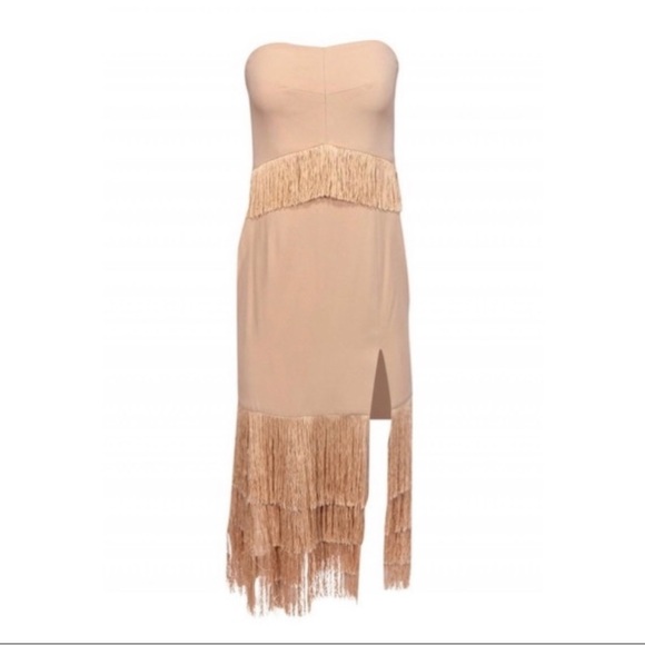 NWT Jonathan Simkhai FW 2016 Nude Fringe Strapless Dress - Picture 2 of 7